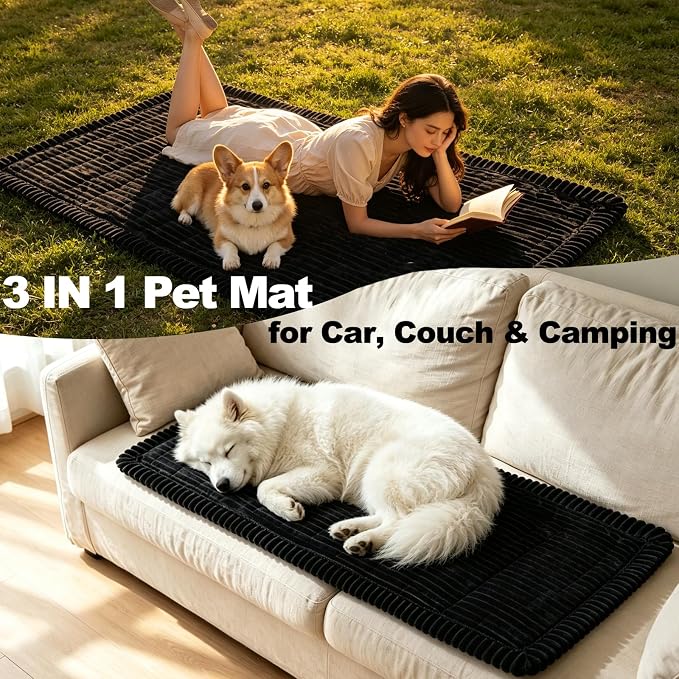 Non-Slip Dog Car Seat Cover for Back Seat, Washable Dog Bed for Car | Black Flannel Pet Bed Mat, Waterproof Bottom, Seat Protector for Cars, Fits Backseat Extenders&Hard Bottom Dog Car Seat Cover - Image 4