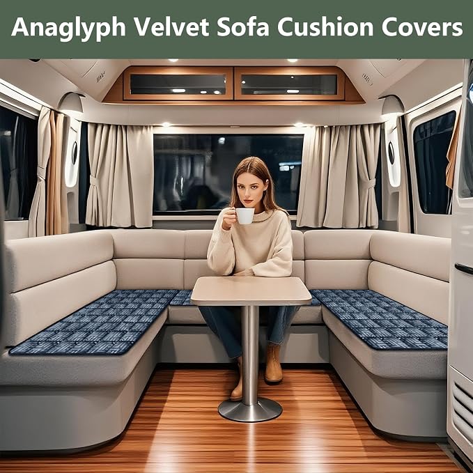 Paw Cart Couch Cover Caravan Quilted Sofa Topper Greek Key Pattern Washable Non Slip Soft Pet Protector for Any Type of Couch (Berlin Blue,W 35“ x D 28” 1 Piece) - Image 2