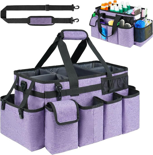 Cleaning Caddy Bag,Extra Large Cleaning Supplies Organizer with Handle for Housekeepers,Purple by ZIOZERTT
