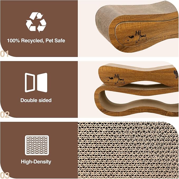 Cat Scratcher, 2 in 1 Cardboard Cat Scratchers for Indoor Cats Scratch Pad | Pet Cat Supplies for Scraching & Napping & Hiding, as Scratching Post Couch Lounger Bed Furniture Protector, Large 27.44 Inch - Image 3