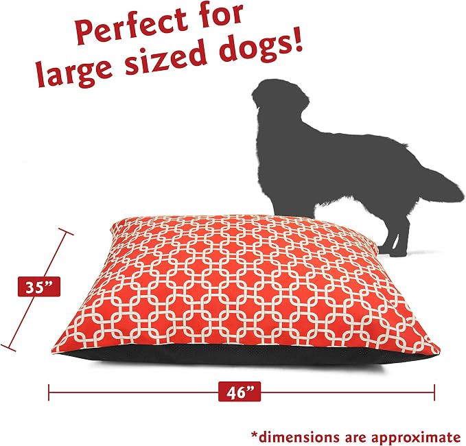 Majestic Pet Rectangle Large Comfy Non Slip Washable Dog Bed - Super Value Pillow - Dog Kennel & Crate Bed for Sleeping, Breed: Large - 46 x 35 Inch - Links Red - Image 2