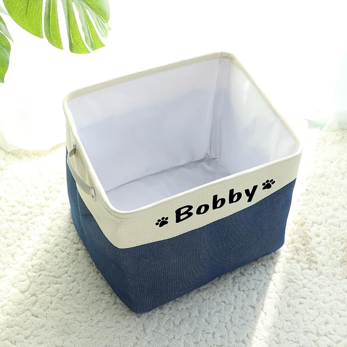 PET ARTIST Collapsible Dog Toy Storage Basket Bin with Personalized Pet's Name - Rectangular Storage Box Chest Organizer for Toys, Clothing, Apparel & Accessories - Image 9