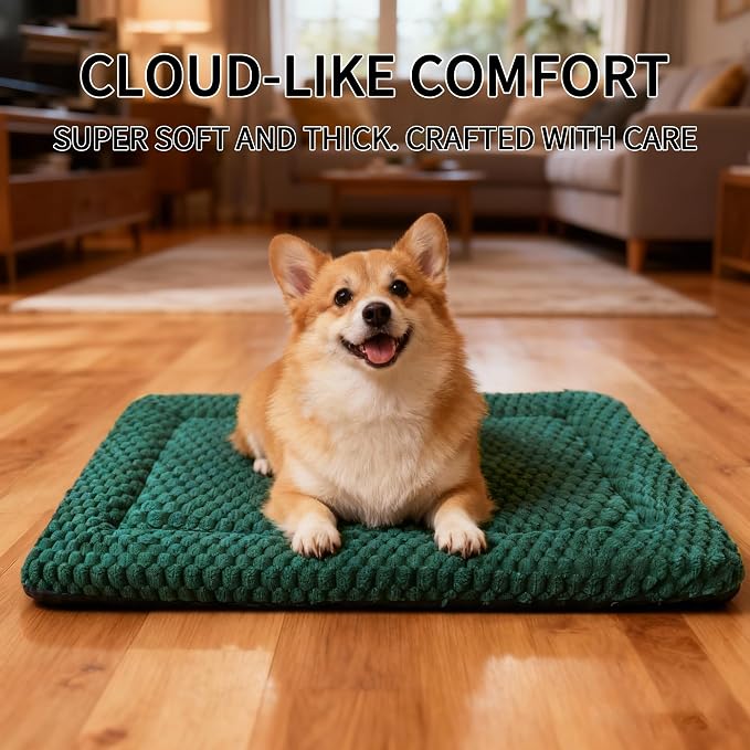 Dog Bed Mat - Dog Crate Pad - Reversible Mat for Pet Comfort - Soft Bed Crate Pads for All Seasons - Durable, Machine Washable Mat for Crates, Travel, and Home (Dark Green, 24" L*18" W*1.5" Th) - Image 5