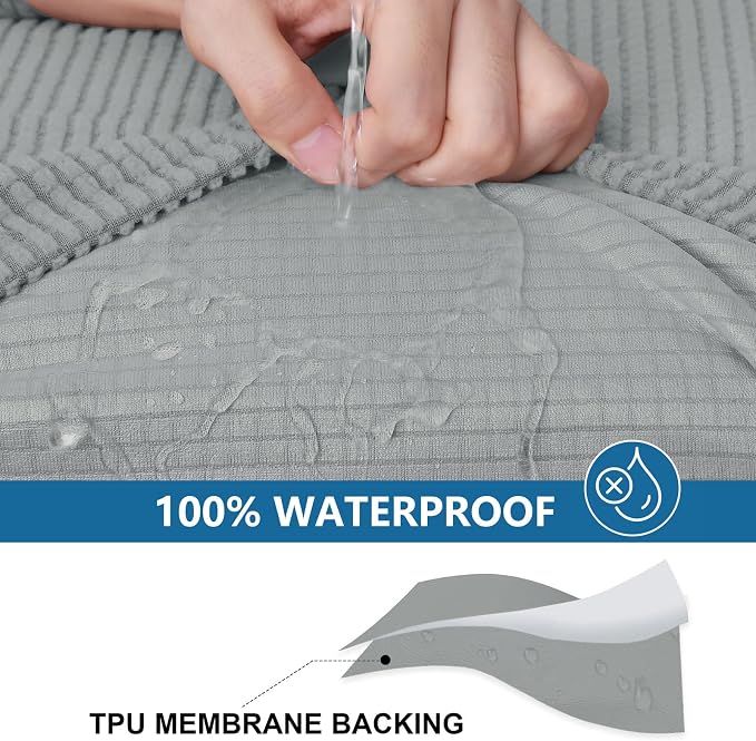 hyha Waterproof Couch Cushion Covers for Pets, Non Slip Sofa Seat Cover | Stretch Jacquard Fabric, Elastic Bottom, Non Slip Fit, Waterproof Protection, Pet Hair Protection (2 Pieces) - Image 3