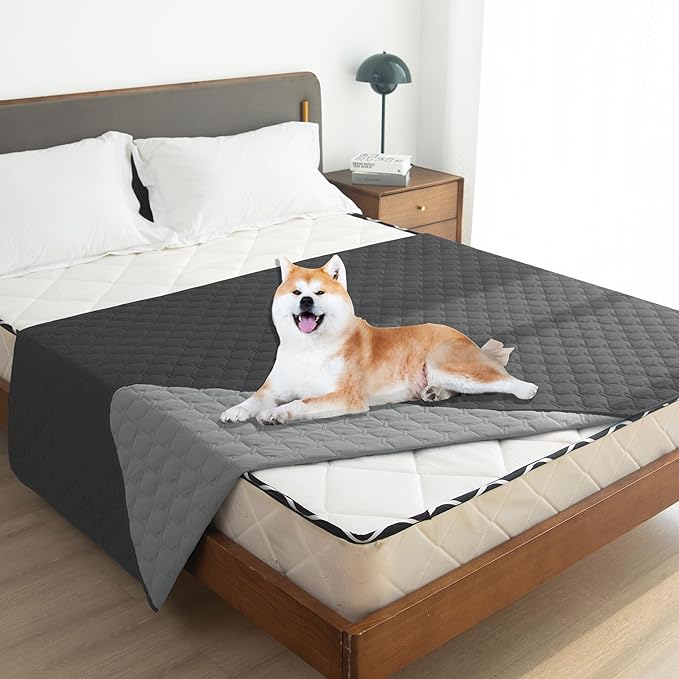 gogobunny 100% Double Sided Waterproof Dog Blanket Soft Pet Bed Cover Reversible Protect Furniture Couch Sofa Car for Puppy Large Dog Cat (Dark Charcoal/Light Charcoal, 82x102 Inch (Pack of 1)) - Image 5