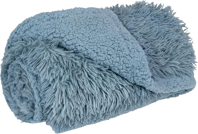 PetAmi Waterproof Dog Blanket for Couch, Bed & Furniture,Reversible Sherpa & Faux Fur Pet Blanket, Leakproof Blanket for Puppy Cat, Washable Soft Calming Pet Couch Protector (29x40, Light Blue) by PetAmi