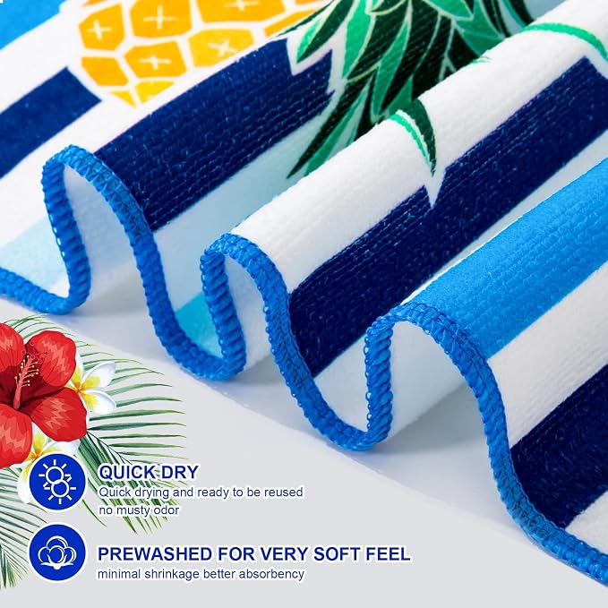 Redbaker 16 Packs 59 x 28 inches Oversized Mixed Style Beach Towel Bulk Extra Large Pool Towels Set Microfiber Quick Dry Swim Towel Blanket for Women Men Adult Bath Travel(Fresh Colors) - Image 3