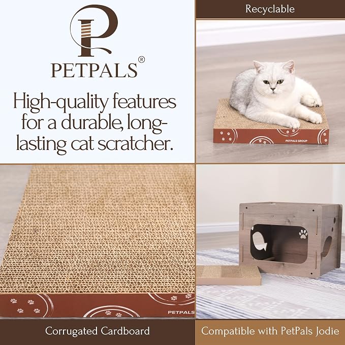 Petpals Corrugated Cardboard Cat Scratcher Replacement 8-Pack | Scratching Pad Replacement for Petpals Products Jodie / Poly, Sofa Couch Furniture Protectors from Cat Scratching, Brown - Image 4