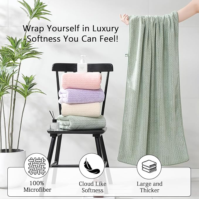 Ycosy 18 Piece Bath Towels Set,100% Microfiber Family Bathroom Towel with Hanging Loops-6 Bath Towels,6 Hand Towels,6 Washcloths,Quick Dry Highly Absorbent Shower Towel for Bathroom,Hotel,Spa-Green - Image 3
