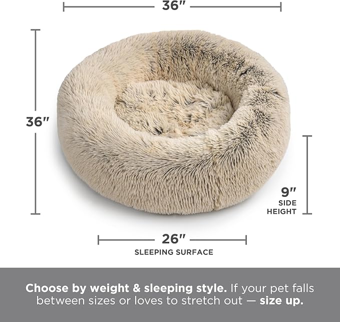 Best Friends by Sheri The Original Calming Donut Dog Bed for Large Dogs up to 100 lbs, Shag Faux Fur, Denim Blue, 36" x 36" - Image 9