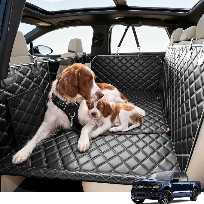 PetDance XL Truck Back Seat Extender for Dogs,【Hard Bottom But Soft Touch】 | Thick Support Foam,【600LBS】Stable Base Truck BackSeat Cover,100% Waterproof Anti-Scratch Hammock for Full-Size SUV & Truck by PetDance