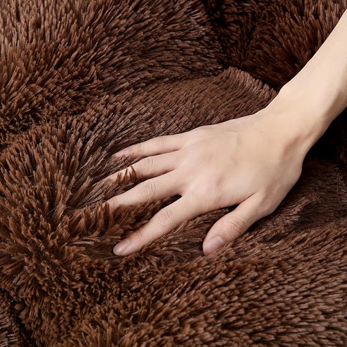 EHEYCIGA Fluffy Dog Crate Bed, Plush Extra Large Dog Pillow, Coffee | Xlarge Calming Anti Anxiety Plush Faux Fur Mat for Large size dogs, Washable Soft Warm Plus Dog Pad with Non-Slip Bottom - Image 4