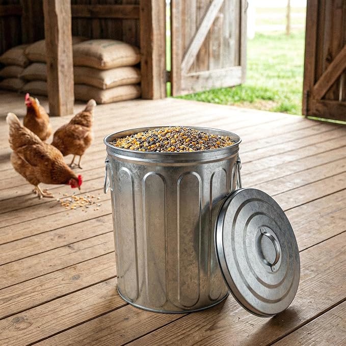 Plexon 5 Gallon Small Metal Trash Can with Lid Outdoor Galvanized Bucket with Lid 5 Gal Fireplace Ash Bucket for Wood Stove Storage Can for Dog Food Bird Seed Storage Container 2 Pack - Image 5