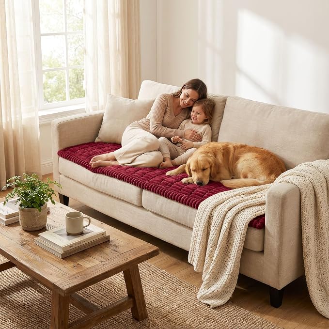 Smiry Couch Cover for Dogs, Non Slip Washable Sofa Protector for Pets | Soft Furniture Cover for Leather & Fabric Couches, Cozy Protect Against Fur, Dirt & Messes, Pet Friendly, 35.4"x35.4" - Image 6