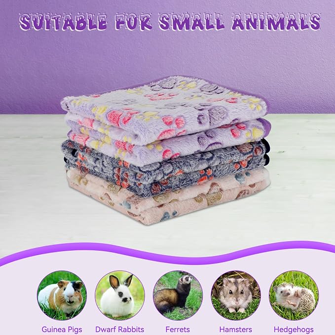 YUEPET Waterproof Guinea Pig Blankets Washable 3 Pack Small Animal Fleece Cage Liners Pet Soft Sleep Mat Pad Cover Warm Flannel Throw for Hamster Guinea Pig Rabbit Chinchilla Hedgehog Ferret 23"×16" - Image 7