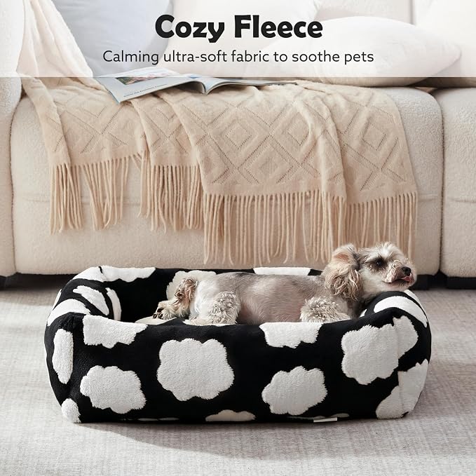 JOEJOY Small Dog Bed for Small Dogs, Rectangle Washable Orthopedic Dog Bed with Removable Zipper Cover, Cute Soft Calming Puppy Pet Bed with Jacquard Shaggy Plush & Non Skid Bottom - Image 7