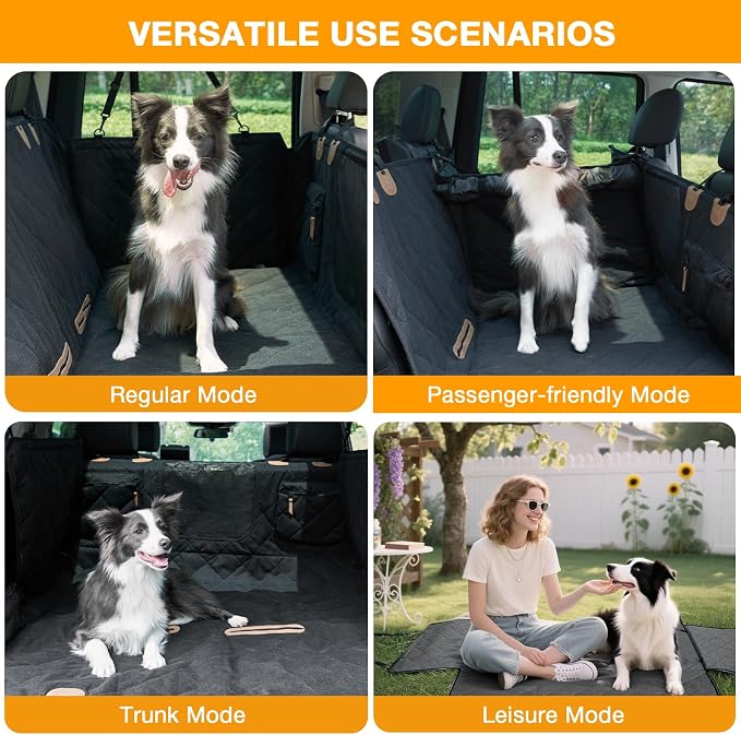 Dog Car Seat Cover for Back Seat, Hard Bottom Back Seat Extender for Dogs, Waterproof Car Hammock, Backseat Bed and Car Seat Protector, Nonslip Fit for Cars, SUVs, Trucks, 52 x 25 in, Black - Image 3