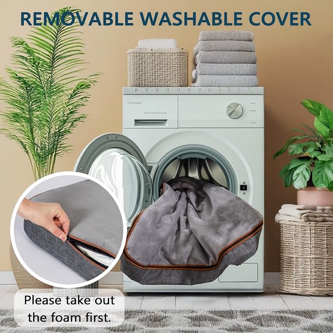 LIROCE Washable Dog Bed Cover Replacement, XL Wrap-Around Zipper Cover for Orthopedic Memory Faom Dog Bed (41x27x4 inches), Ligth Grey - Image 3