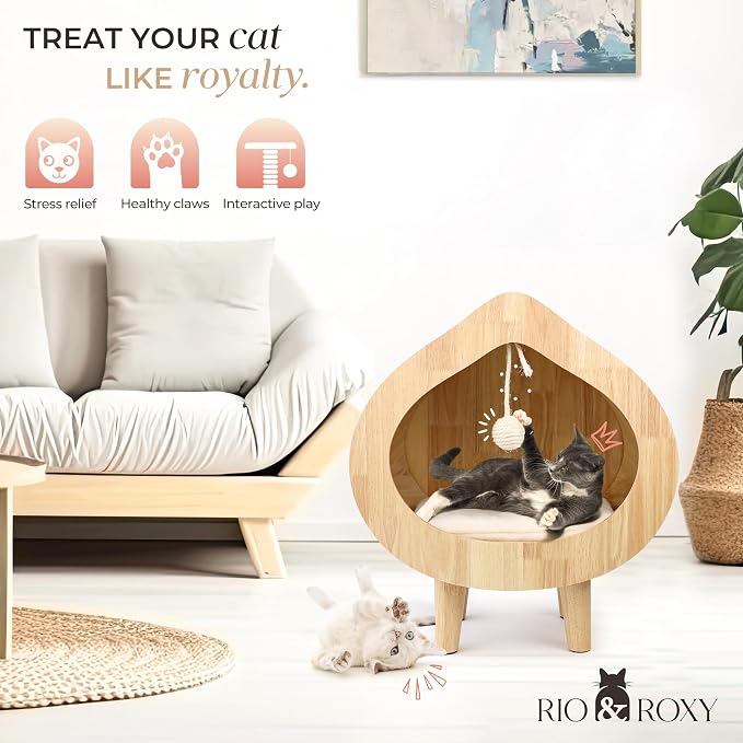 Luxury Cat Cave Bed & Scratching Condo for Indoor Cats - Modern & Cozy Cat Beds & Hideout - Kitty Bed & Furniture - No Assembly Required - Image 7