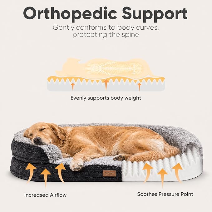 FUKUMARU X-Large Thickened Dog Couch Bed, Orthopedic, Waterproof & Washable | Heavy Duty Dog Sofa with 4" Extra-Thick Egg-Crate Foam, Relieves Joint Pressure, Fully Removable, Fits Extra-Large Dogs - Image 3