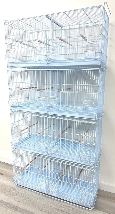 Large Lot-4 Stackable Breeder Bird Flight Parrot Cage Side Breeding Nest Box Door Removable Center Divider with Removable Rolling Stand - Image 8