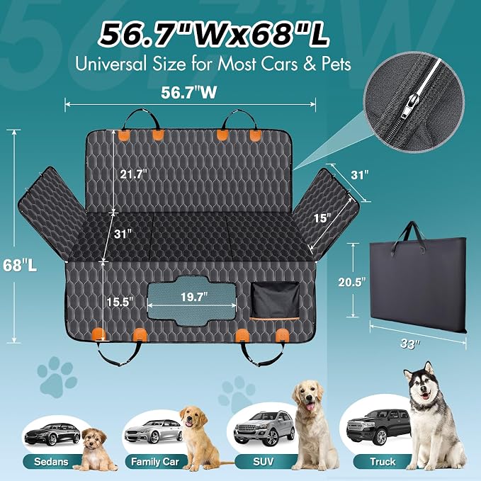 Chumajor XL Back Seat Extender for Dogs, Hard Bottom, Waterproof,400 lb | Dog Hammock for Car Creates a Stable, Comfortable Back Seat Platform for Dogs During Every Ride - Image 5