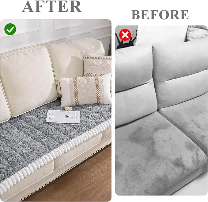 Vaukki Grey Pet Couch Cover for Dog, 27.6''x70.9'' Sofa Cover Protector | Washable Soft Non Slip Sofa Slipcover for 3 Cushion Couch, Fuzzy Sofa Pad Pet Friendly Dog Bed Mat for Couches - Image 6