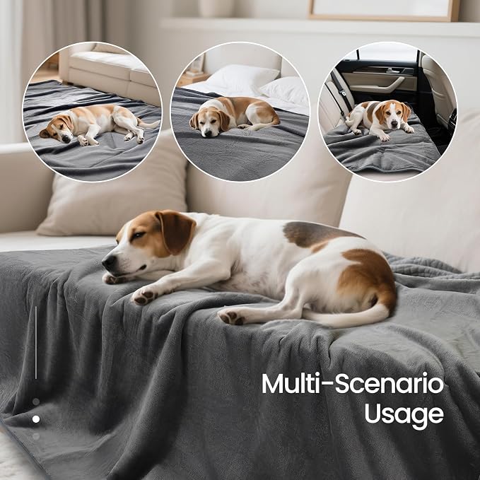 Waterproof Dog Blanket for Couch,Pee Proof Pet Blanket with 3-Layer Protection,Reversible Sherpa & Flannel Furniture Protector for Sofa Bed Car,Gifts for Cat Dog Lovers Christmas,50"x60",Grey - Image 4