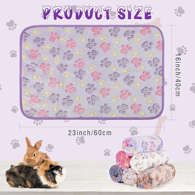 YUEPET Waterproof Guinea Pig Blankets Washable 6 Pack Small Animal Fleece Cage Liners Pet Soft Sleep Mat Pad Cover Warm Flannel Throw for Hamster Guinea Pig Rabbit Chinchilla Hedgehog Ferret 23"×16" - Image 2