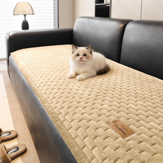 Couch Covers for Dogs Washable, Velvet Dog Couch Cover Protector, Fuzzy Plush Pet Sofa Cover for Loveseat, Sofa Covers for Pets(1,Light Brown,27.6"x59.1", 2 Seater Sofa Pad Cover) - Image 2