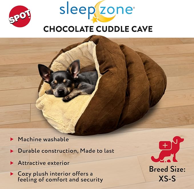 SPOT Sleep Zone Cuddle Cave Pet Bed | Soft, Plush Interior for Cats and Small Dog Breeds | Attractive and Durable Faux Suede Exterior | Machine Washable | Pet Safe - Image 3