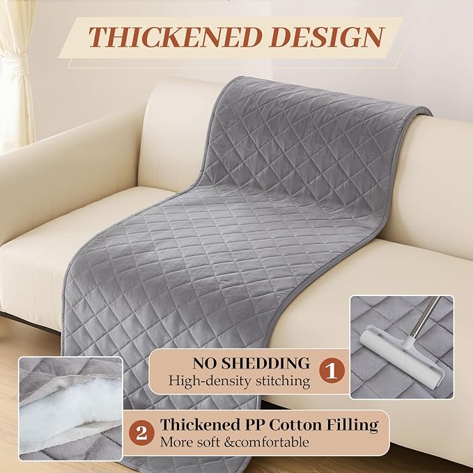 ALIECOM Sofa Cover Waterproof Couch Cover for Dogs Washable Velvet Sofa Slipcovers Loveseat Covers for 2 Cushion Couch Pet Friendly Non Slip Furniture Protector (Medium Grey, 27.6" x 59.1") - Image 6