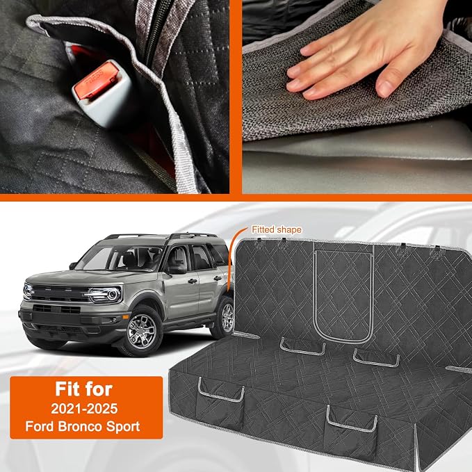 Dog Car Seat Cover for 2021-2025 Ford Bronco Sport | Waterproof Pet Bench Seat Cover for Back Seat, 600D Heavy Duty Scratch Proof Nonslip Truck Seat Covers for Dogs - Image 2