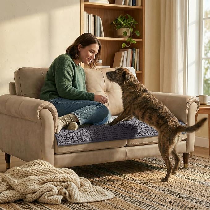 PAULATO BY GA.I.CO. Waterproof Couch Cover – 24x47 Blanket for Sofa Car Seat or Crate – Machine Washable Absorbent Reusable Pad for Puppy Training – Dogs Cats Pets Friendly Protector - Dark Grey - Image 6