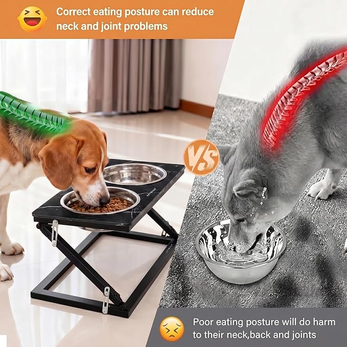 Elevated Dog Bowl, Adjustable Height and Tilt Angle Dog Bowl Stand | Precisely Adjust Height And Tilt Angle, Easy To Clean, Equipped With 2 Stainless Steel Food Bowls, Sturdy And Durable. - Image 4