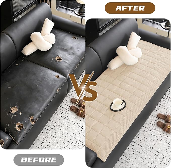 HAOYONG Couch Covers for Dogs Washable, Non Slip Fuzzy Durable Couch Covers for Loveseat Sofa Pet Friendly Furniture Protector Covers Dog Mat for Couches (Off-White, 27.6"×59.1") - Image 3