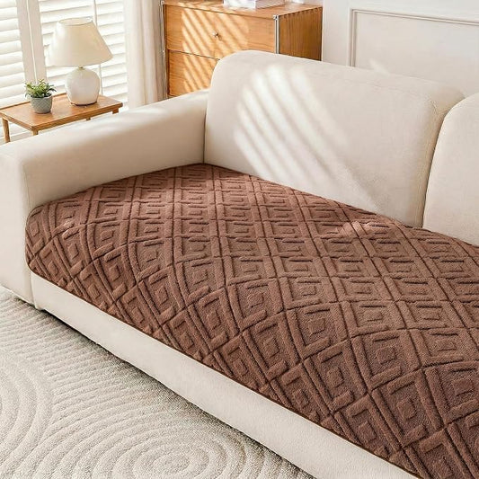 KRFOONN Couch Cover for Dog Non Slip Washable Plush Sofa Protector Brown | Pet Sofa Slipcovers for 2-3 Cushion Couch, Scratch Resistant, Boho Pet Covers for Couches & Sofas (35.5" x 63") by KRFOONN