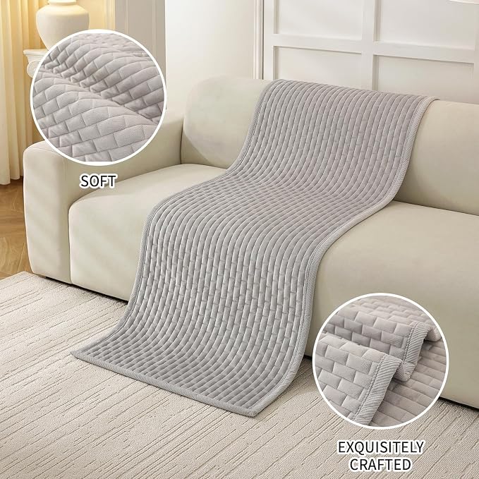 Warmstar Waterproof Couch Cover for Dogs Washable,Brick Pattern Short Plush Pet Couch Covers for Sofa,Soft Sofa Cover Non-Slip for 3 Cushion Couch Sofa Pet Friendly (Grey, 27.6" x 59") - Image 5