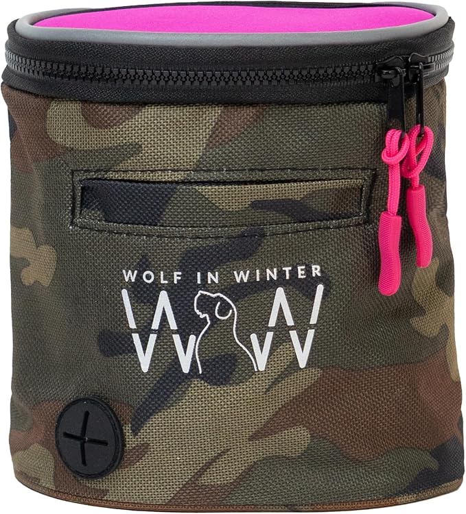 Quickdraw Dog Treat Pouch – Training Bag with Poop Bag Dispenser, Clicker Holder and Waist Belt – Hands-Free, Reflective and Durable for Puppy Training, Walks and Hikes (Raspberry/Camo) - Image 2