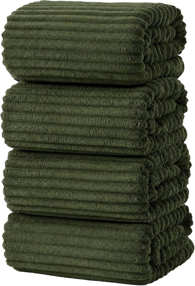 4 Piece Bath Towels, 30"x60" Microfiber Towels Set, Olive Green | Large Bathroom Towels, Soft Touch, Highly Absorbent, Quick Dry, Lint Free, Long-Lasting, Family Use, Guest Bath & Daily Use by NALIVO