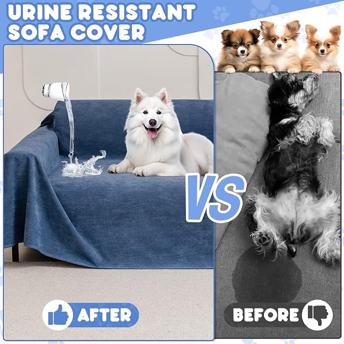 Loiion Cat Scratch Proof Furniture Protector Waterproof Sofa Cover 150"x71" | Pet-Friendly Couch Protector, Anti-Scratch & Anti-Slip Sofa Cover For Cats Dogs Kids, Machine Washable - Image 3