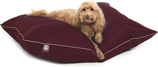Majestic Pet Rectangle Medium Dog Bed Washable – Non Slip Comfy Pet Bed – Super Value Crate Pet Pillow – Puppy Kennel for Sleeping - Medium Breed 35 x 28 Inch – Solid Burgundy by MajesticPet
