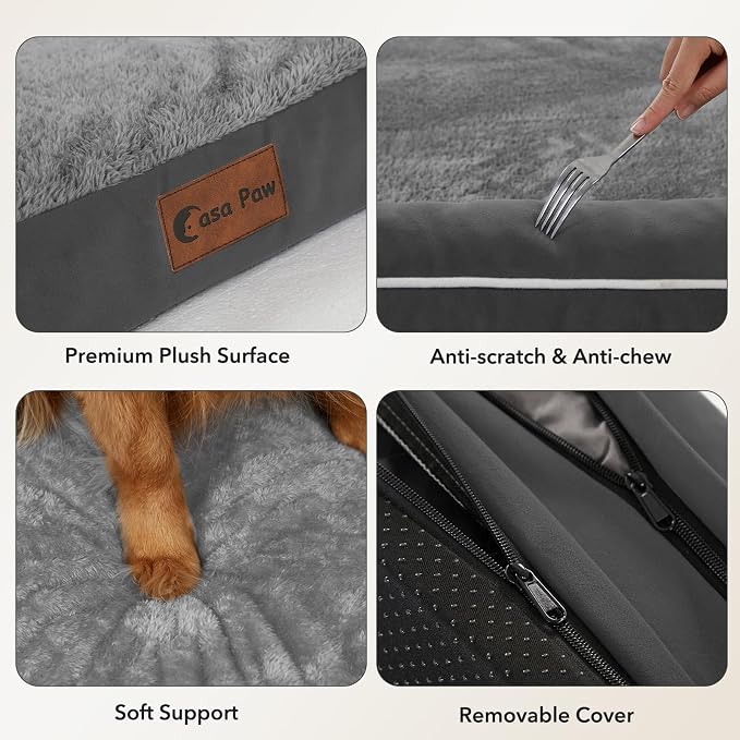 Orthopedic Dog Bed for Extra Large Dogs, Dark Grey, 53x42in | Orthopedic Foam Relieves Joint Pressure, Bolsters Supports Head And Neck, Washable Cover, Non-Slip Bottom - Image 6