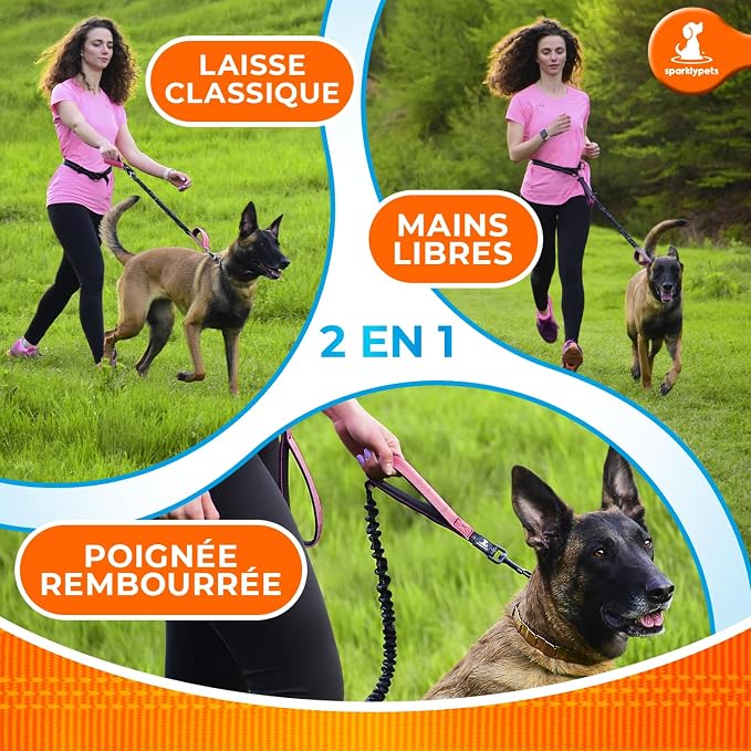 SparklyPets - Hands Free Dog Leash with Reflective Stitches - Waist Leash for Dog Walking, Hiking, Training, Jogging, Canicross, Running - for Medium & Large Breeds - Image 6