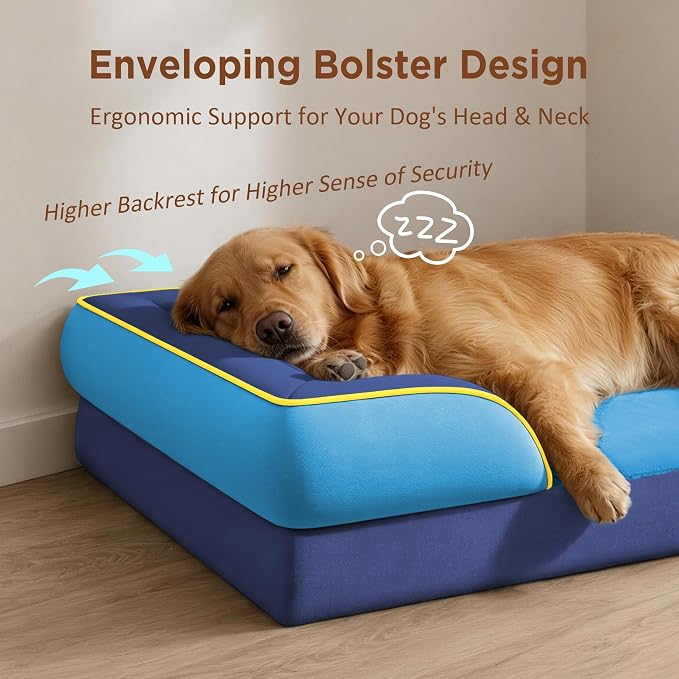 Comfort Expression Orthopedic Dog Beds for Large Sized Dog with Bolster | Waterproof Dog Couch Bed with Washable Cover & Non-Slip Bottom, Supportive Egg Crate Foam Large Pet Bed, 36x27 Inch - Image 3