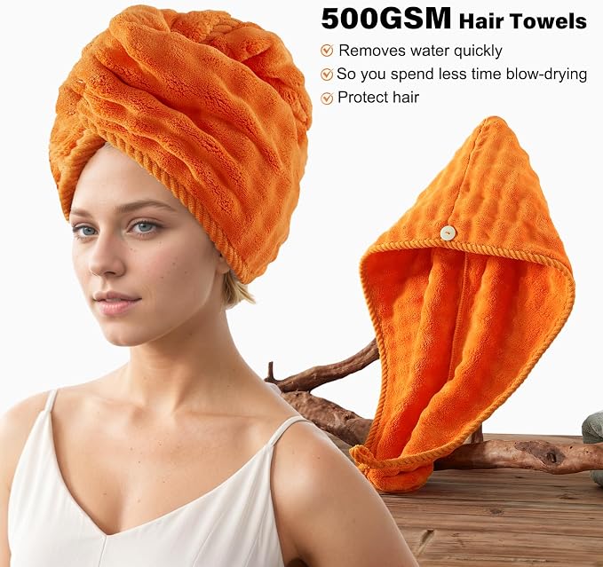 COZYART Lint Free 8 Pcs Bathroom Towels Set Ultra Soft Microfiber Orange | Ultra Fluffy, Thick, Highly Absorbent, Fast Dry, No Shedding, No Pilling, Fade Resistant, Durable, Long-lasting - Image 4