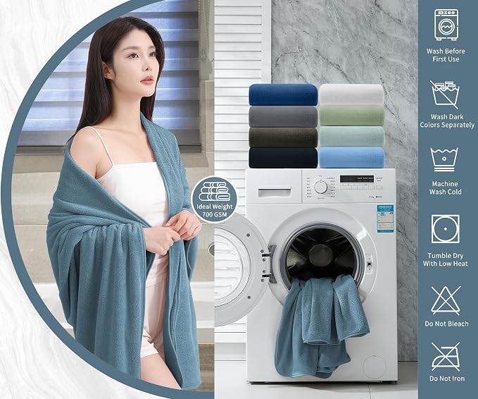 Extra Large Bath Sheet 4 Piece (35"x70")-Ultra Soft Oversized Bath Towel,Bath Sheet Set for Bathroom Hotel,Highly Absorbent Quick Dry Shower Towel Set for Adults,Bathroom Towel-Turquoise - Image 2