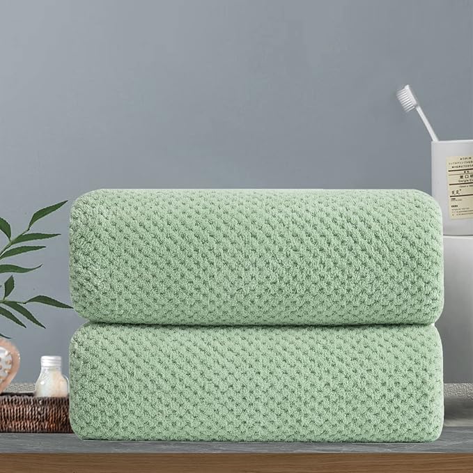 Hand Towels Set 2 Pack-16“x31”,Ultra Soft Microfibers Bathroom Towel Set Highly Absorbent Quick Dry Luxury Premium Towel Lightweight Durable Hand Towel Collection for Hotel Spa Gym Kitchen,Green by Hailea