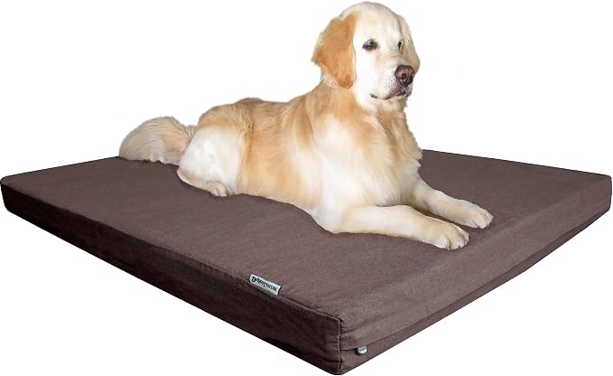 Dogbed4less Extra Large Orthopedic Memory Foam Dog Bed for Large Dogs with Durable Waterproof Internal Case, Removable Washable Denim Cover and Bonus Pet Bed Cover, 47X29X4 Fits 48X30 Dog Crate, Brown - Image 8