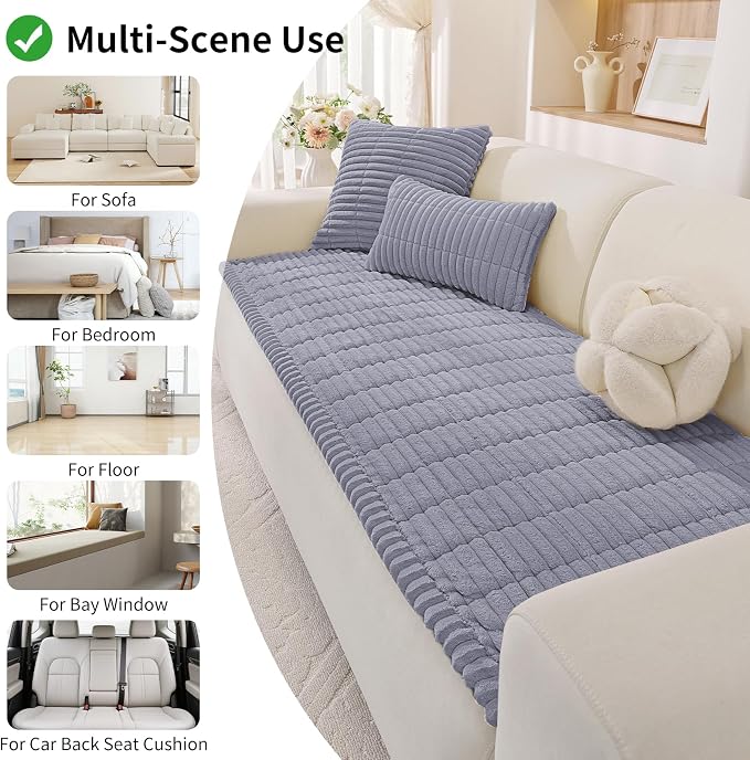 Couch Cover for Dogs,Washable Non-Slip Pet Friendly Sofa Protector | Thick Flannel Sofa Cover,Nonslip, Washable,Anti-Pilling,Pet Friendly,for Dogs & Cats,Cozy Protect Against Fur,27.6" x 70.9" - Image 3